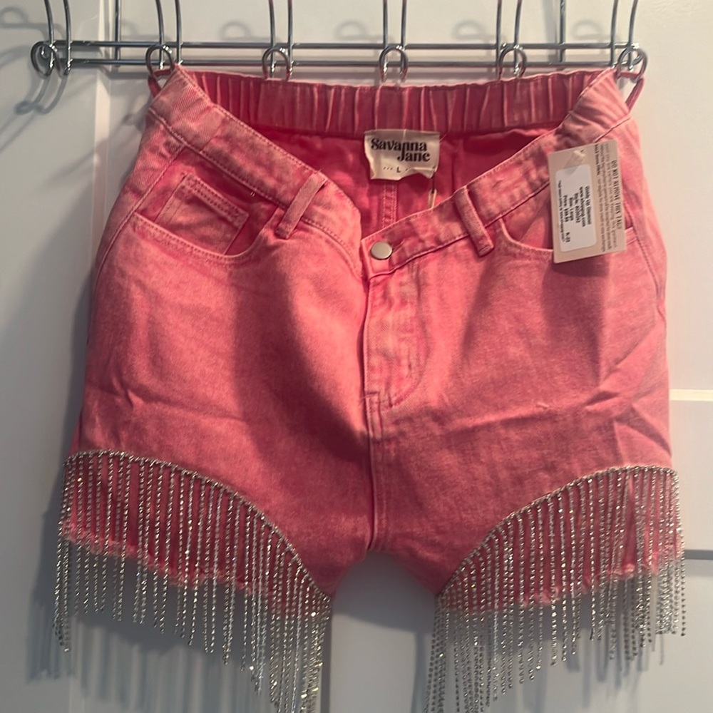 NWT WOMENS PINK RHINESTONE SHORTS